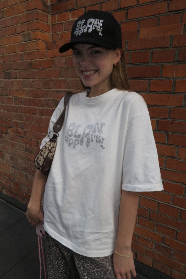 T-shirt z logo z kryształków off white - obrazek 6